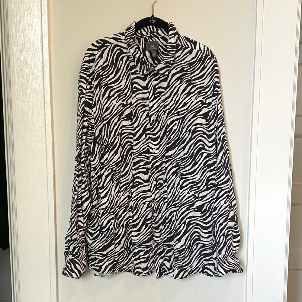 Zebra Print Men’s Long Sleeve Shirt